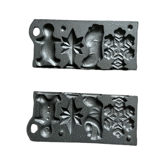 Vintage John Wright Cast Iron Mold Star, Snowflake, Stocking, Gingerbread - Picture 2 of 5